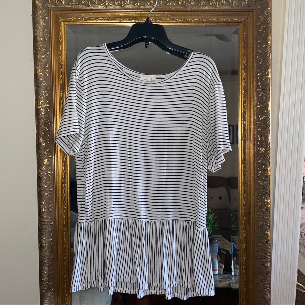 Live In The Moment Striped Black and White Blouse